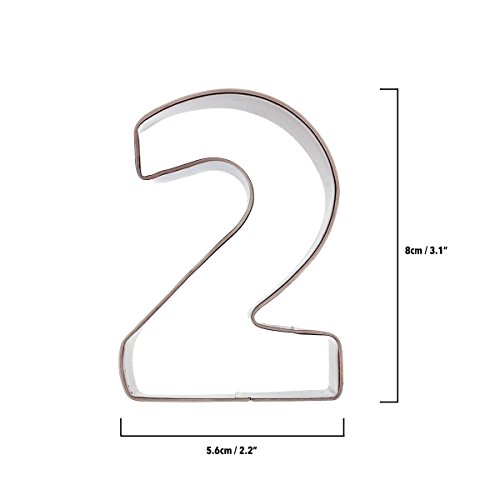Kurtzy 9 Keksausstecher in Zahlenform aus Metall – Edelstahl-Ausstecherset der Zahlen 0 – 9. Perfekte Formen für das Backen von Keksen u. Dekoration von Kuchen, Glasur, Fondant und Zuckerkreationen - 2