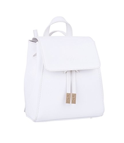 Preisvergleich Produktbild TOSH Tasche - Damen Rucksack, City Backpack, klein, Magnetverschluss, Reißverschluss, verstellbare Schulterriemen, Gold, weiß (734-106)