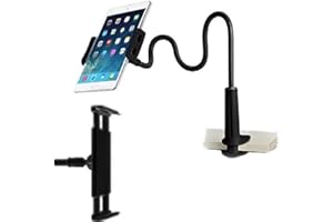GVEFIVME Tablet-Halterung mit Schwanenhals, universeller Tablet-Ständer: 360 Grad Flexibler Arm Halterung Klemmhalterung Bett für 11,9-26,7 cm (schwarz)