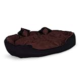 dibea Lit/Coussin/Canapé Lavable avec Coussin Réversible pour Chien Marron/Noir 110 x 80 x 23 cm