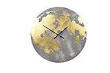 Gallery Solutions Wanduhr, Grau/Gold, Rund, Außenformat: Ø 61 cm