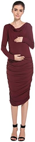 Modetrend Women Maternity Pregnancy Nursing Dress Party Cocktail Pleated Stretch Jersey Dresses