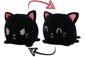 AnVerse Peluches Réversibles, Reversible Chat en Peluche Jouets, Peluche de Chat à Double Face Jouet, Mignonne Emotion Chat Jouets en Peluche, Cadeaux de Jouets Créatifs pour Enfants, Famille
