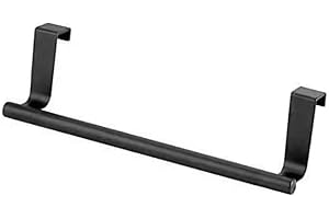 Yitobici Porte-serviettes, porte-torchons sans perçage, pour salle de bain et chambre à coucher, cuisine, 36 cm (noir)