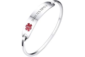 VNOX Pulsera de identificación médica personalizada, pulsera de alerta médica de acero inoxidable, pulsera médica de grabado gratis para hombres y mujeres