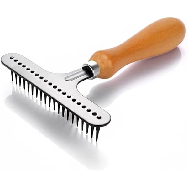 Peigne à Main En Acier Inox Pour Tapis Et Cheveux - Démêle Et Nettoie Tapis, Salon De Beauté, Poils Animaux