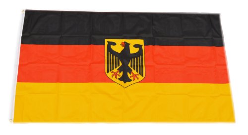 Handycop® Flagge Fahne BRD Deutschland Germany Landesflagge mit Wappen Dienstflagge 90 x 150 cm - wetterfeste Qualität