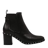  Alpe, Botines Negros de Piel con Tachuelas para Mujer, 38