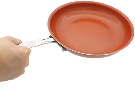 Chef 10IN Round Nonstick Fry Pan Red Copper Fry Saute Pan Non Stick Copper Saucepan Oven &amp; Dishwasher by Zhiding