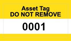 Yellow Asset Tag Labels - Numbered 1 to 500 - Permanent Synthetic PP 38mm x 20mm Labels - Price per Pack of 500 Labels (P/NO. 7828680)