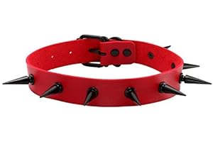 Manfnee Punk Gothic Choker Collar Necklace PU Leather Spike Studded Heart O-ring Choker Men Women