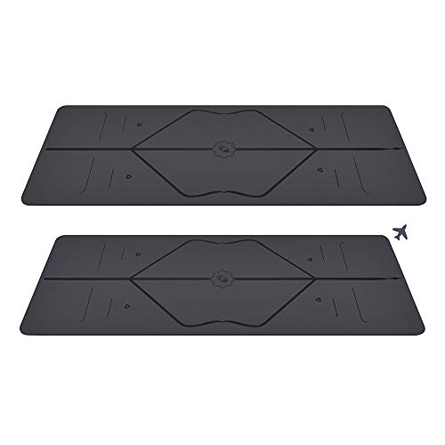 Lot de 2 Tapis de Yoga Liforme & Tapis Voyage Tapis de Yoga Écologique Et Antidérapant avec Unique Système de Repères pour L'alignement - Fabriqué en Caoutchouc Biodégradable - Gris/Gris
