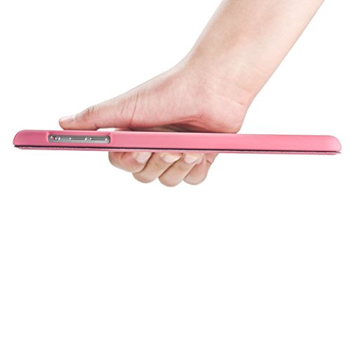 Khomo iPad Mini 1, 2, 3 Hülle Case Dunkelrosa Gehäuse mit doppelten Schutz ultra dünn und leicht, Smart Cover – Italic Dark Pink - 6