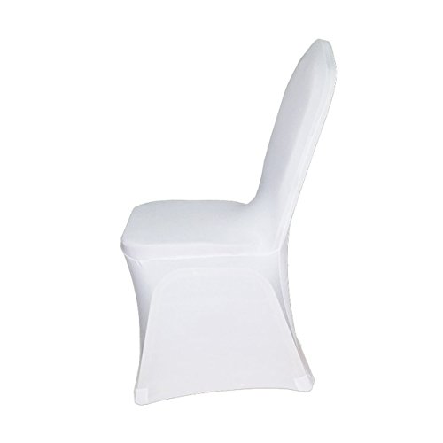 Stuhlhusse Stretch Universal Stuhlüberzug Stuhlbezug weiss mit Ausschnitt - 6