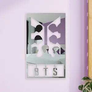 MerchWE BTS Mirror Wall Sticker Poster Photo Frame Card for Room Decoration - Wall D?cor Army Band Poster Album Set - Kpop Merchandise and Gifts for Girls and Boys (BTS)