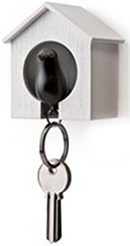 Dabbie White Bird's Nest House Black Bird Sparrow Key Ring Key Holder