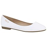  Stiefelparadies Klassische Damen Ballerinas Leder-Optik Flats Modisch Schuhe 155239 Weiss Arriate 38 Flandell