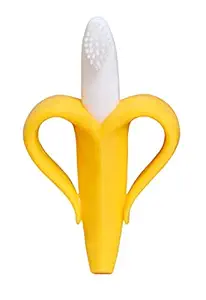 MASTELA? Single Silicone Banana Shaped Teething Toothbrush/Teether for Baby/Toddlers/Infants/Children (Yellow, Pack of 1)