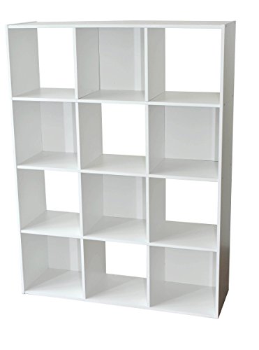 Alsapan Compo Meuble de Rangement 12 Casiers Bibliothèque Etagères Cubes Blanc 92 x 30 x 123 cm