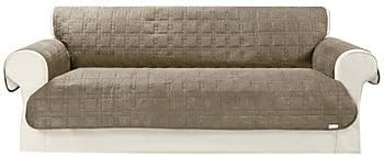 SFT/ Waterproof Microsuede Khaki Solid Mini Cube Quilting Sofa Cover