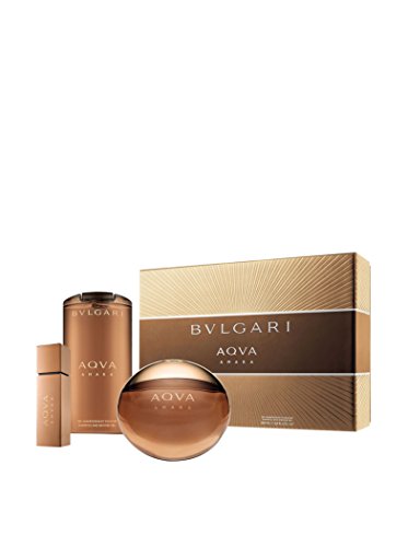 Bvlgari Eau de Toilette Spray/Shampoo and Shower Gel Gift Set for Men, Aqva Amara