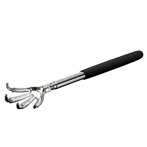 ELEGIANT Verstellbar Ausziehbar Rückenkratzer bis 58 cm Kratzhand Teleskop Stiel Edelstahl Massage PVC Griff 8.4“~22.6“ Geschenk Schwarz - 4