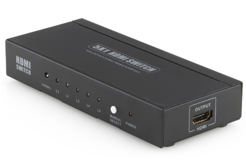 deleyCON HDMI Switch / Verteiler 5 Port – 3D Ready / 1080p – Metallgehäuse - 3