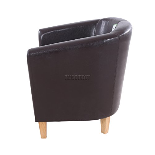 FoxHunter Faux Leather Tub Chair Armchair Dining Living Room Lounge Office Modern Furniture Brown New