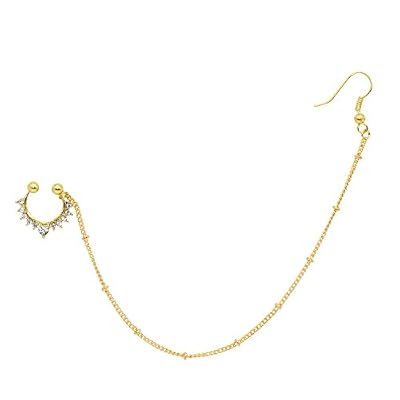 RUBOBUC Faux Nez Anneau Goujons Chaîne d'oreille Non Piercing Inde Nose Hoop Femmes Corps Bijoux (Or)