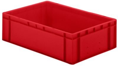 Euro-Format-Stapelbehälter, Wände und Boden geschlossen - LxBxH 600 x 400 x 175 mm rot, VE 5 Stk - Euronorm Stapelkasten Euronorm Stapelkästen Euronorm-Stapelkasten Kunststoff-Stapelkasten Kunststoffbehälter Kunststoffkasten Kunststoffstapelbehälter
