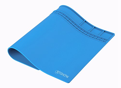 BTSHOW Hitzebeständige Lötmatte/Lötunterlage Silikon Hitzeschutzmatte/Projektmatte/Reparaturmatte Tisch-Arbeitsmatte Profi Schweißmatte zum Hochtemperatur Lötstation, Lötkolben, Heissluftgebläse, Werkbank Reparatur Operator Station für Elektronikreparatur 40x30CM