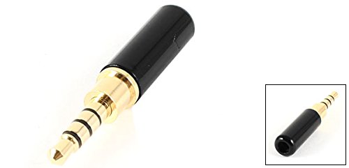 sourcingmap® 3,5 mm Klinkenstecker, 4-Polig, Vergoldet, Schwarz, 4 mm - 2