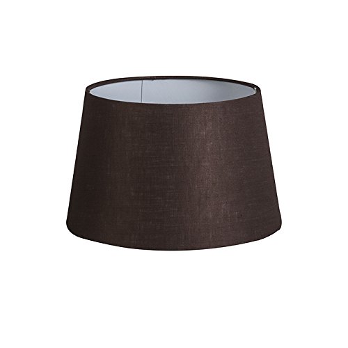 QAZQA Leinen Lampenschirm 25cm rund DS E27 leinen braun , Rund konisch Schirm Pendelleuchte, Schirm Stehleuchte,