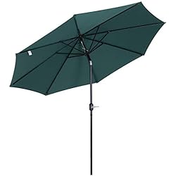 Outsunny Parasol en Aluminium Rond Polyester 180g/m2 manivelle inclinable diametre 300cm Vert