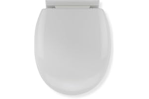 Croydex Soft Close Toilet Seat - Hygiene 'N' Clean Antibacterial Treated Polypropylene Seat and Universal Adjustable Hinges with Bottom Fixings Included (White, O Shape)