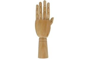 Quickdraw Supplies 8" / 20cm Left Hand Wooden Artist Model Jointed Articulated Flexible Fingers Mannequin