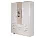 Produktbild Jugendmöbel24.de Kleiderschrank weiß 3 Türen B 136 cm Schrank Drehtürenschrank Wäscheschrank Spiegelschrank Kinderzimmer Jugendzimmer Kinderzimmerschrank