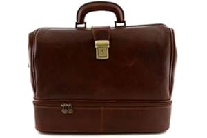 VICTOR LINE SRL Borsa Dottore Vera Pelle Doppio Fondo Colore MARRONE - Made In Italy - Artigiani Toscani