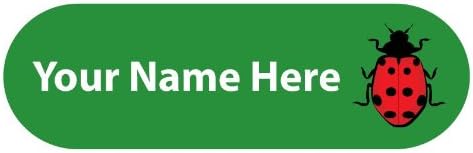 Name labels, ladybird, mint stick on 40 pack with over laminates. Choose your label colour!