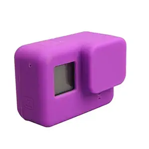 Action Pro Silicone Rubber Case + Lens Protective Cap Cover Compatible with GoPro Hero 7 6 5 Action Camera (Purple)