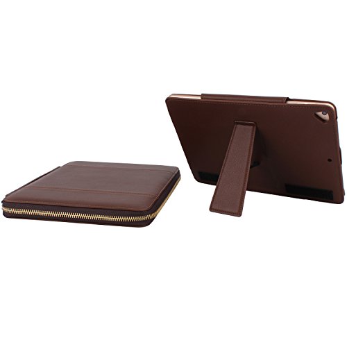 XGUO iPad mini 4 Wallet Ledertasche für iPad mini 4 Hülle Cover mit Echtleder Schutzhülle Ständer und Tragegriff(Brown,iPad Mini 4) - 5