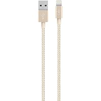 Belkin - Cable metálico de Lightning a USB para iPhone 8/8+ y iPhone X (certificación MFI, 1.2 m) oro metálico