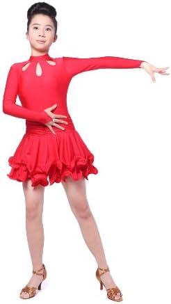 Colorfulworldstore Latin salsa cha cha tango Ballroom Dance Dress-Overall Regulation Grading styles (Child-XXL-135cm Height, Red)
