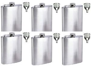 6 Groomsman's 5oz Stainless Steel Flask with Filling Funnel - Free Engraving
