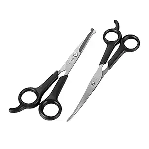 Chibuy Pet Grooming Scissors Set Ball Tip Eye Cut Scissors and Curved Shears, Professional Home Pets grooming Tools Kit for Dogs and Cats