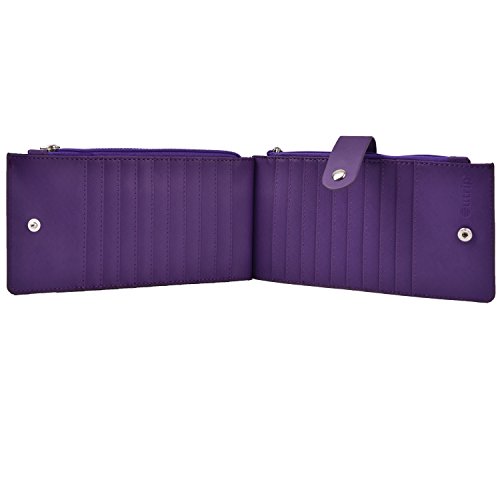 Outrip Womens Card Wallet RFID Blocking Leather Slim Card Holder Wallet Purse (Purple)