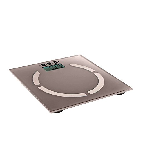 Digitale Analyse-Personenwaage in grau (Analyse-Waage, Körperfett-Anteil, BMI-Rechner, 100 gr-Schritten, 2 bis 180 kg, LCD-Anzeige, Akku-Ladeanzeige, Speicherung für 10 Personen) - 2