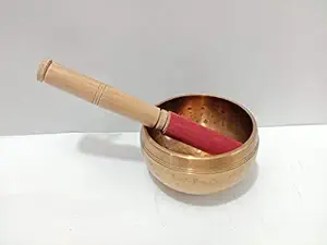 Shaira Crafts Singing Bowl Tibetan Buddhist Prayer Instrument with Wooden Stick | Meditation Bowl / (9 * 5) Cm