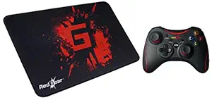 Redgear Pro Series Wired Gamepad Plug and Play Support for All PC Games Supports Windows/8/8.1/10 and MP35 Speed-Type Gaming Mousepad (Black/Red)