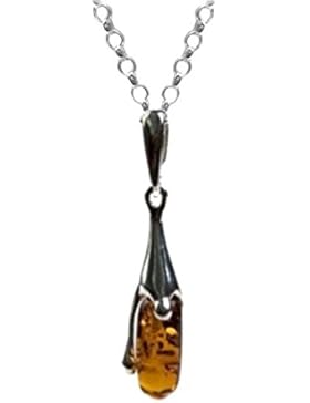 Bernstein Sterling Silber Tropfenform Design Anhanger